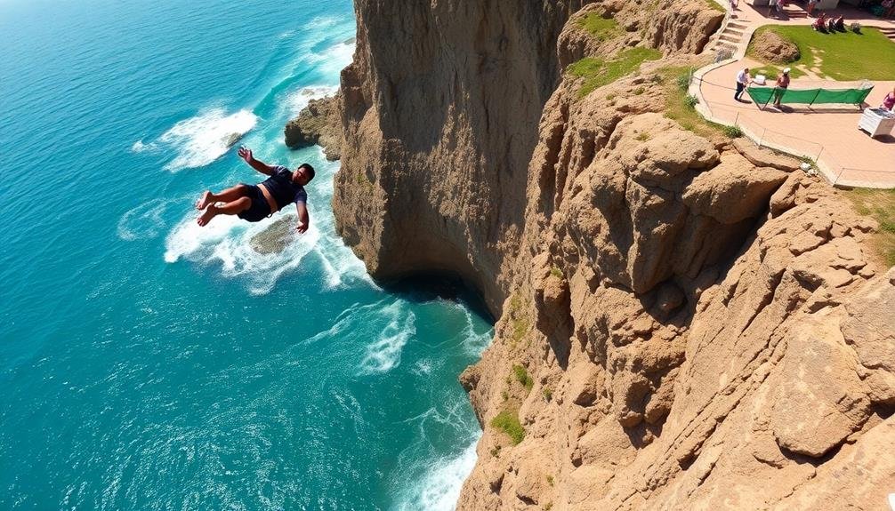 aerial extreme cliff diving