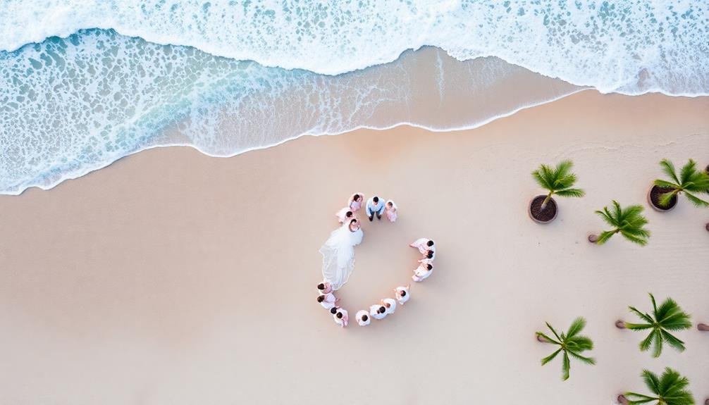 beachside wedding party setup