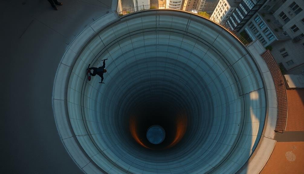 cascading circular downward motion