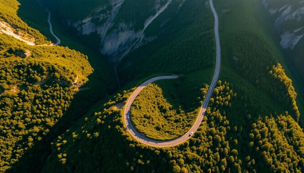 curvy routes amid nature