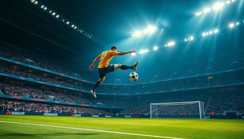 powerful soccer goal kick